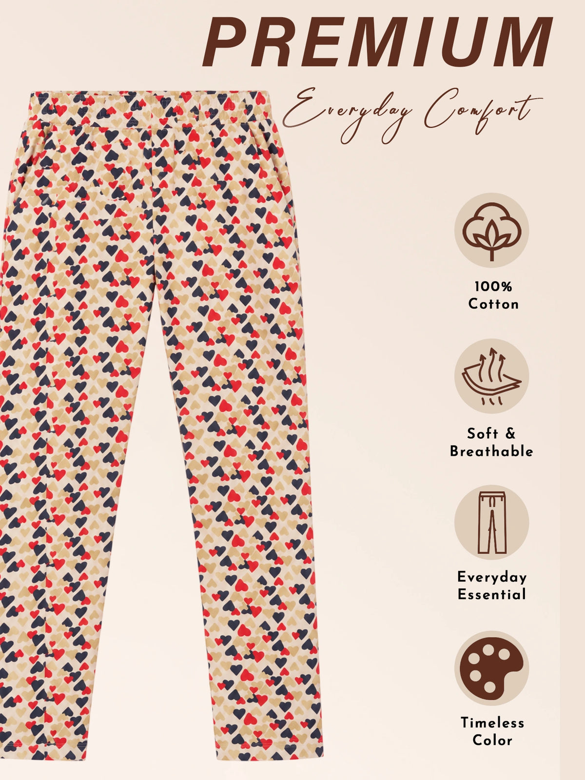 Women 100% Cotton Lower Pyjama with Side Pockets and Skinny Fit Track Pant Style for Casual Active Wear