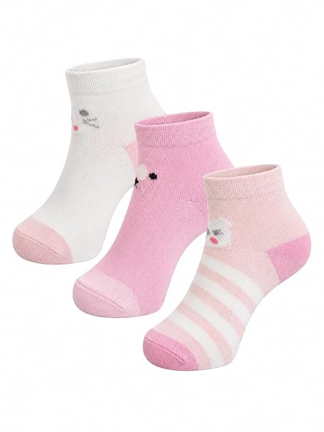Anti Skid Ankle Length Cotton Blend Grip Socks for Infants Pack of 3 Pairs