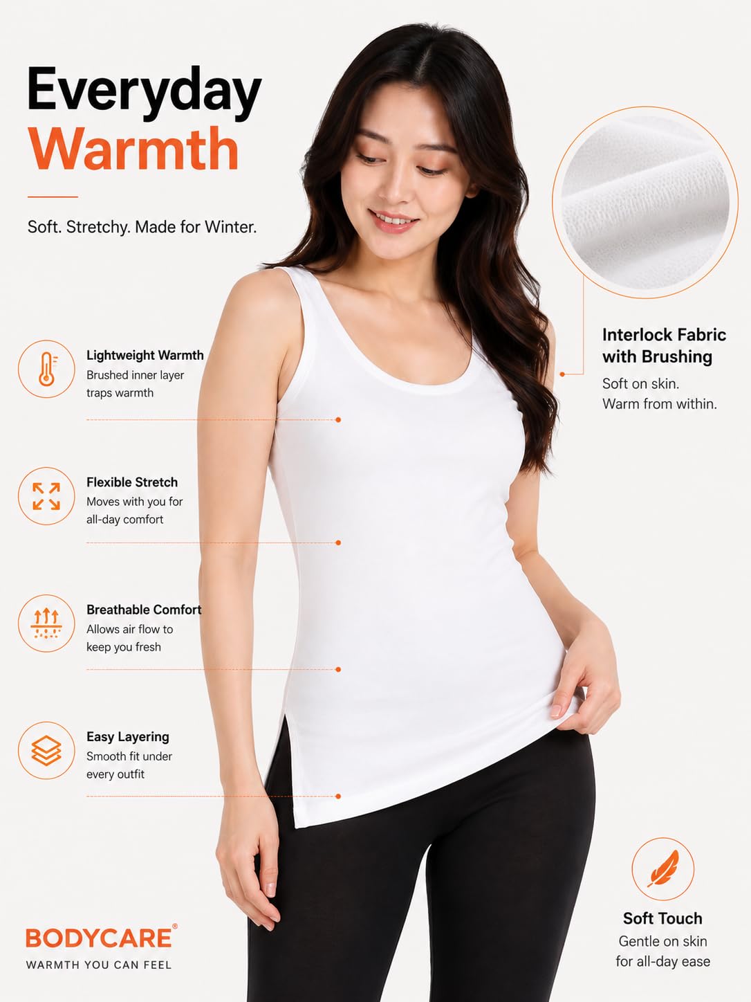 Women's Interlock Round Neck Sleeveless Thermal Top - White - 90