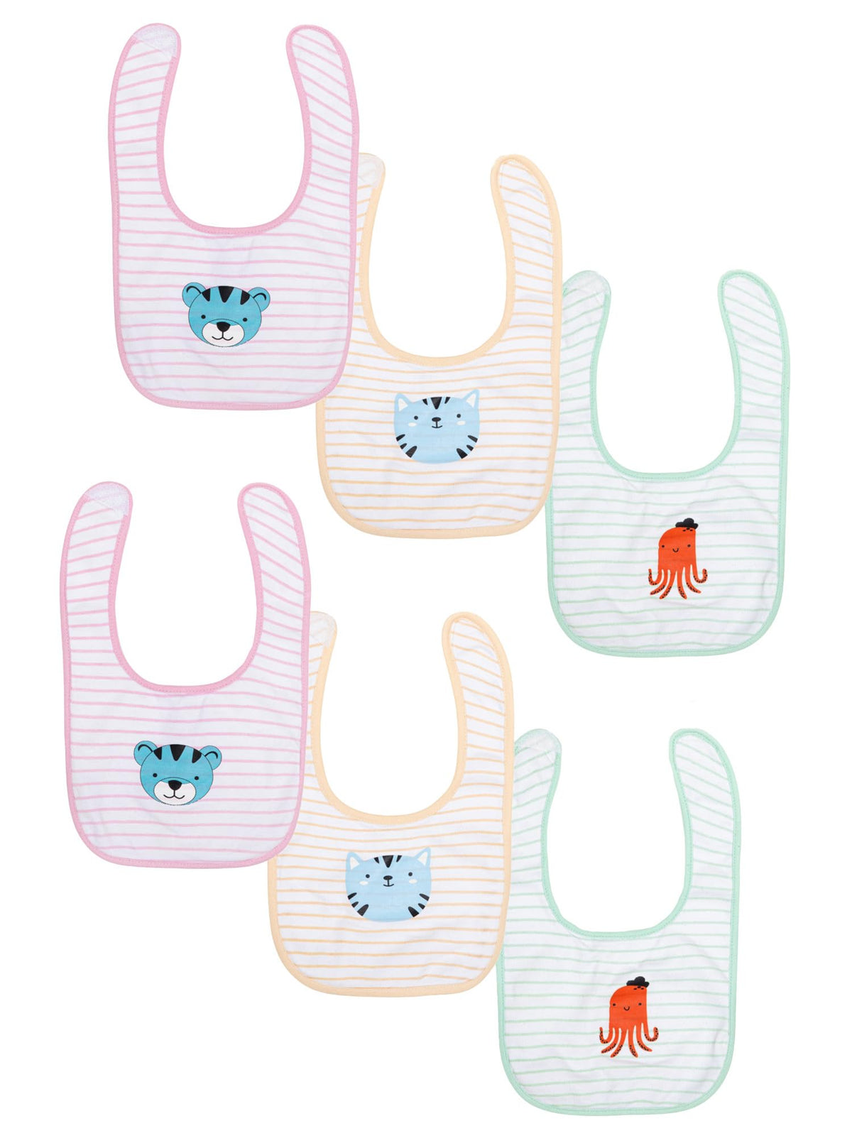 Baby Bibs Pack of 6 - Assorted-5 - F