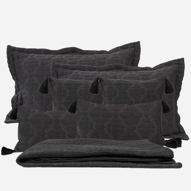 King Size Jersey Bedcover Grey Diamond Quilted - Bodycare