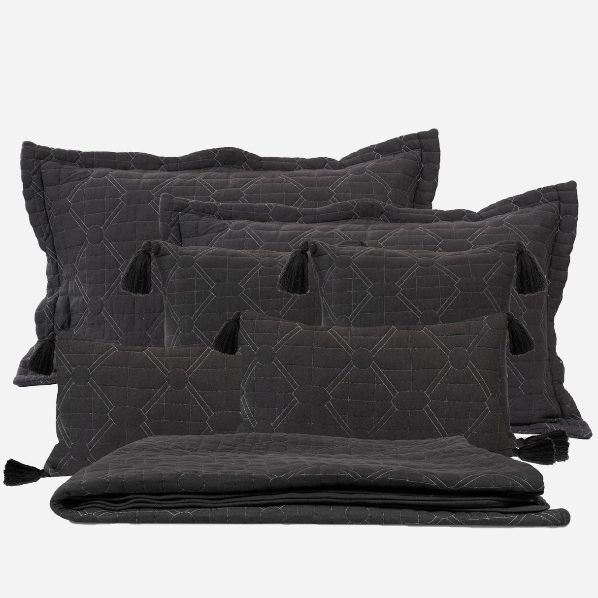 King Size Jersey Bedcover Grey Diamond Quilted - Bodycare
