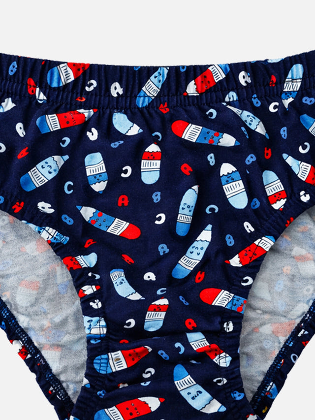 Boys 100% Cotton Innerwear Brief Inner Elastic for Everyday Innerwear Comfort, Secure Fit and Regular Use - Pack of 3