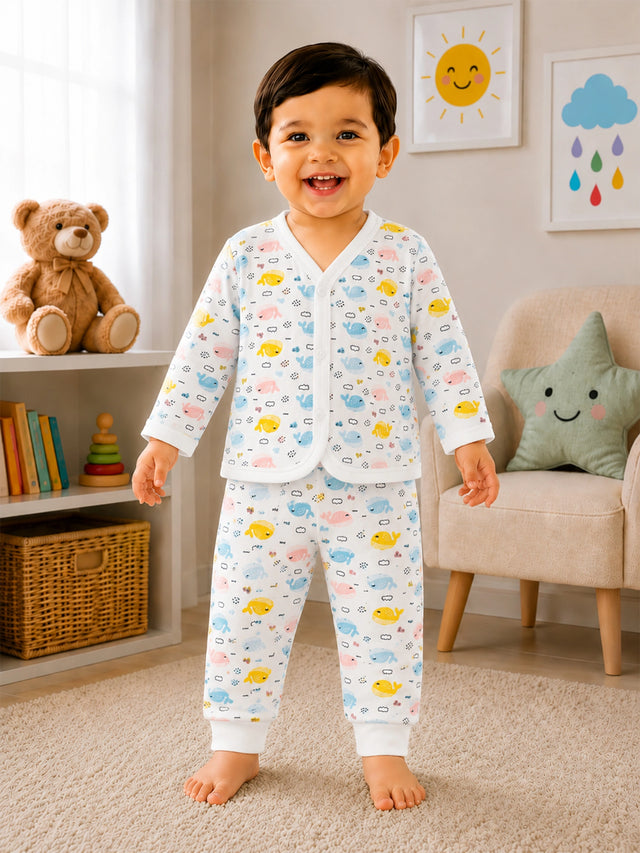 Unisex Front Open Thermal Suit with Fleece Fabric, Top and Full Pant Combo for Winter Innerwear Comfort
