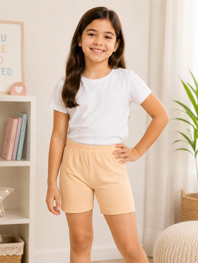 Girls 100% Cotton Shorts with Comfortable Fit for Everyday Essentials, Lounge Wear and Regular Use - Pack of 3
