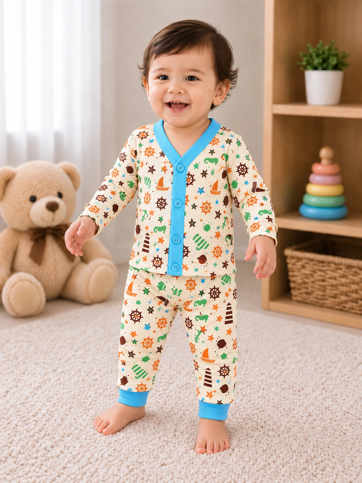 Unisex Printed Vest and Pajami Set for Everyday Comfort, Lounge Wear, Sleepwear Essentials and Regular Use