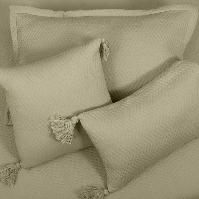 King Size Cotton Jersey Bedcover Chevron Green - Bodycare