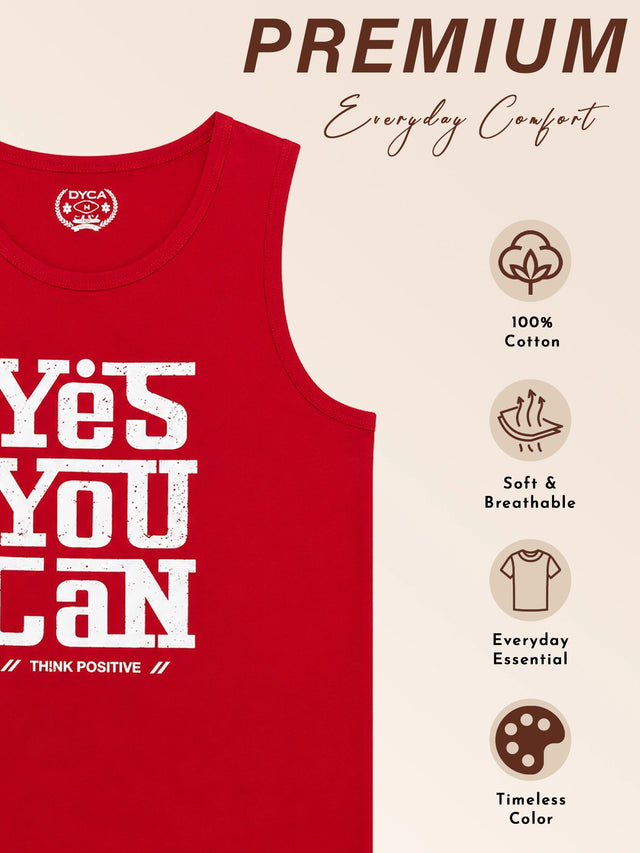 Men Cotton Printed Sleeveless T-Shirt with Round Neck, Tank Top Styling and Regular Fit for Casual Wear Comfort