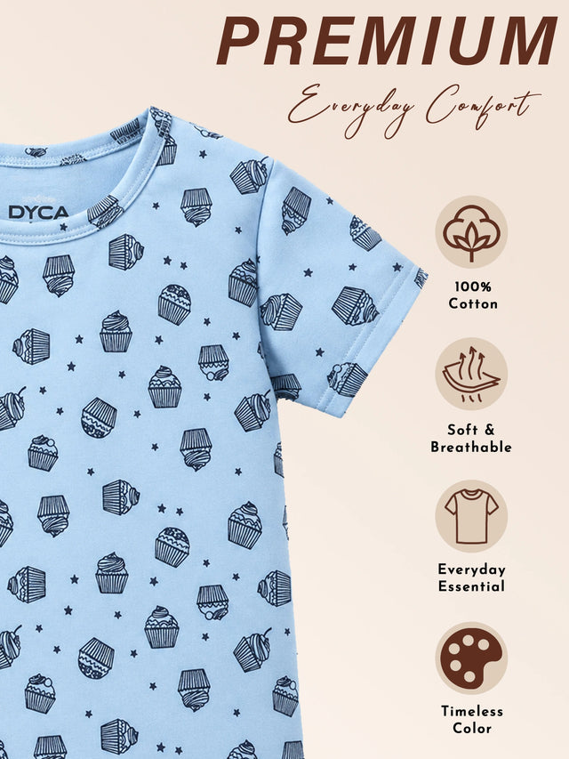Girls Cotton Printed T-Shirt Round Neck Half Sleeves Casual Wear Top for School, Play and Everyday Outfits