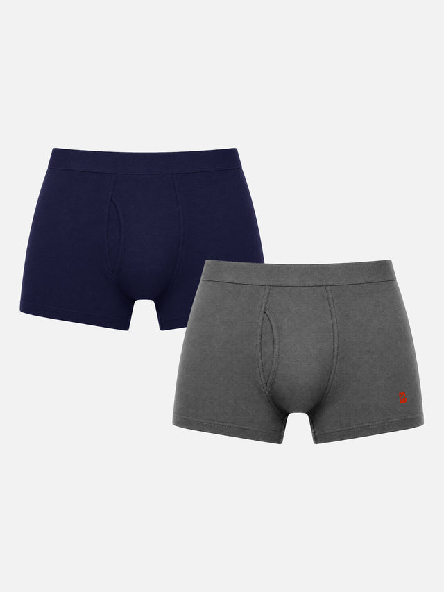 Boys Cotton Trunks with Breathable Innerwear Fabric, Comfortable Elastic Waistband and Stretch Fit - Pack of 2