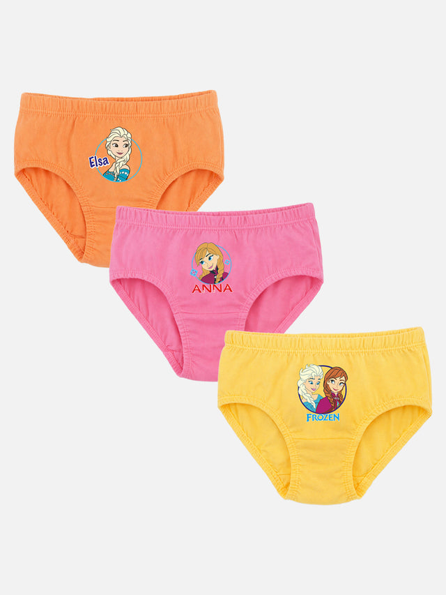 Girls Frozen Innerwear Panty with Inner Elastic for Everyday Comfort, Easy Fit and Kids Wardrobe Essentials - Pack of 3