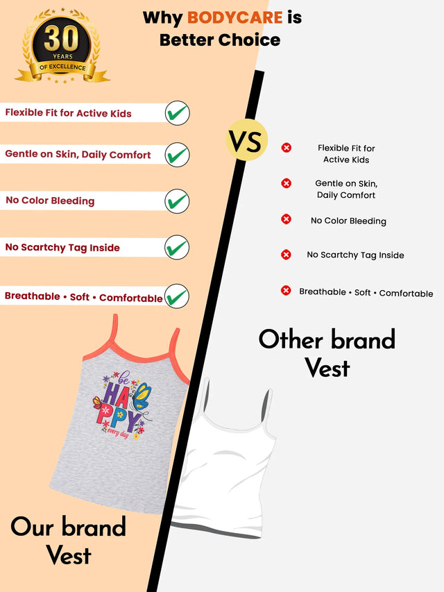 Girls 100% Cotton Vest Round Neck Dori Neck Pack of 2 - Bodycare