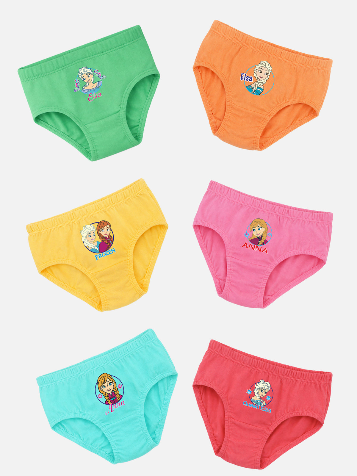 Girls Frozen Panty Underwear with Inner Elastic for Comfortable Daily Innerwear and Easy Movement - Pack of 6