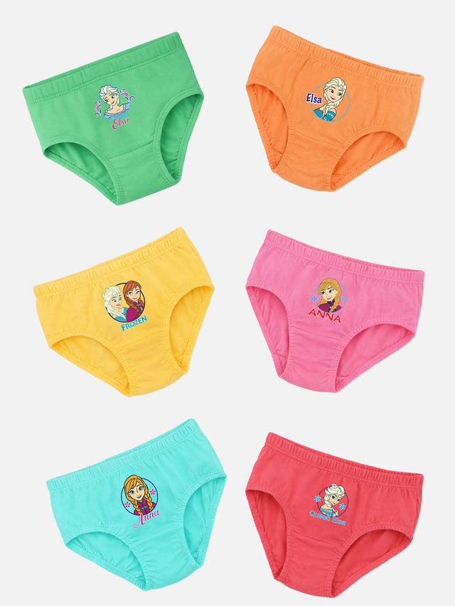 Girls Frozen Panty Underwear with Inner Elastic for Comfortable Daily Innerwear and Easy Movement - Pack of 6