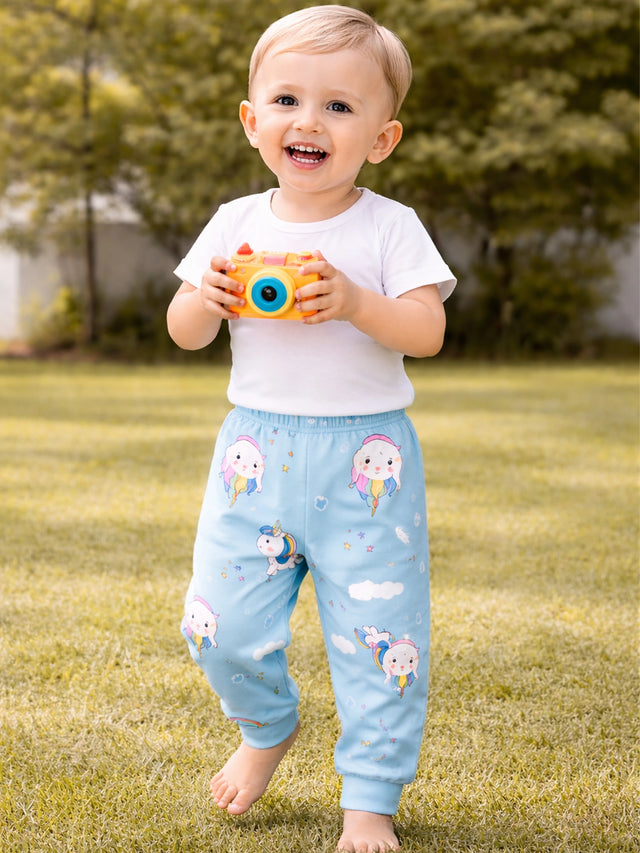 Baby Girls Cotton Pyjama Pants with Inner Elastic for Sleepwear, Lounge Comfort and Regular Use - Pack of 1