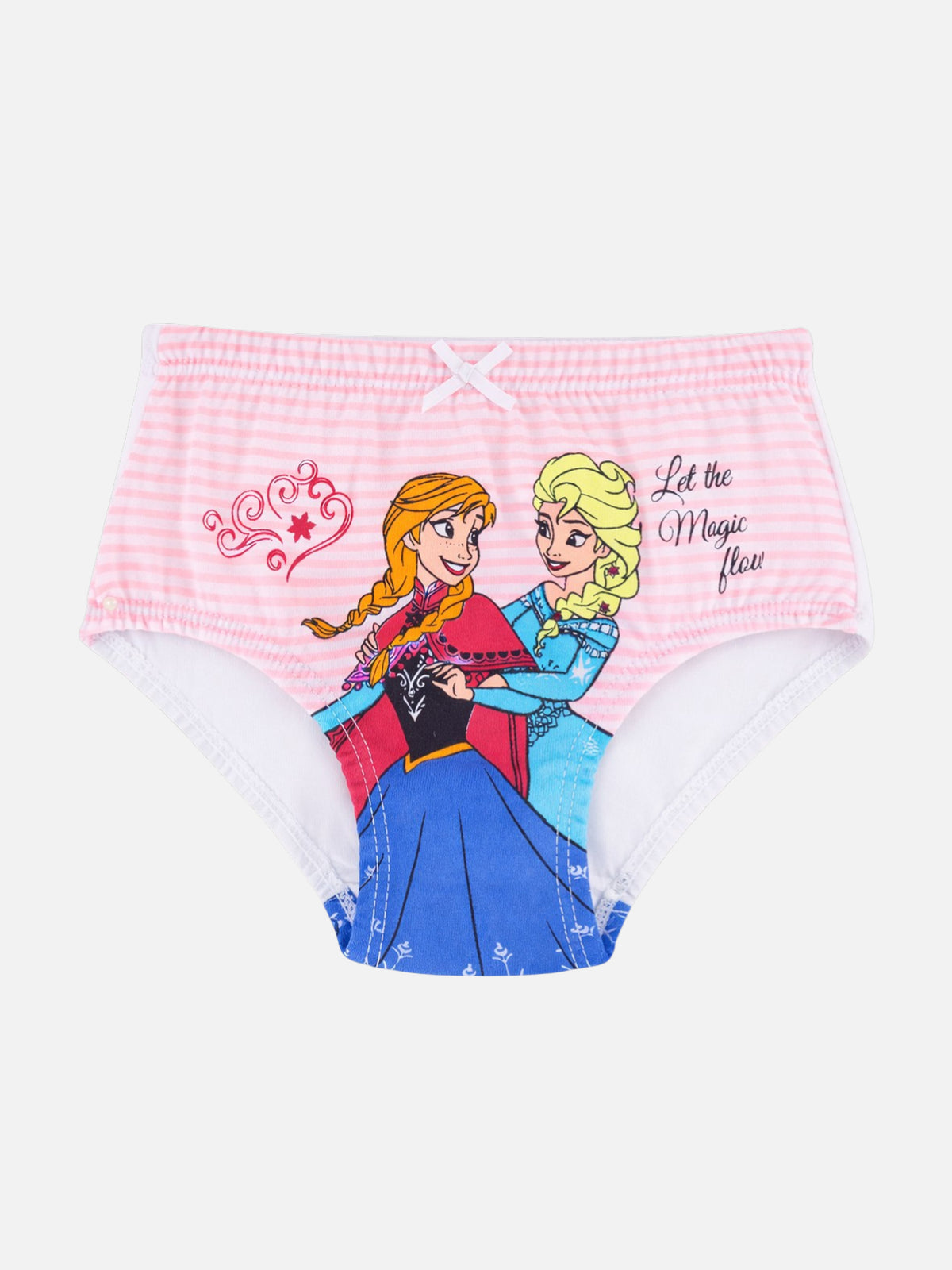 Girls Frozen Innerwear Panty Cotton Solid with Inner Elastic for Everyday Comfort and Kids Essentials - Pack of 5