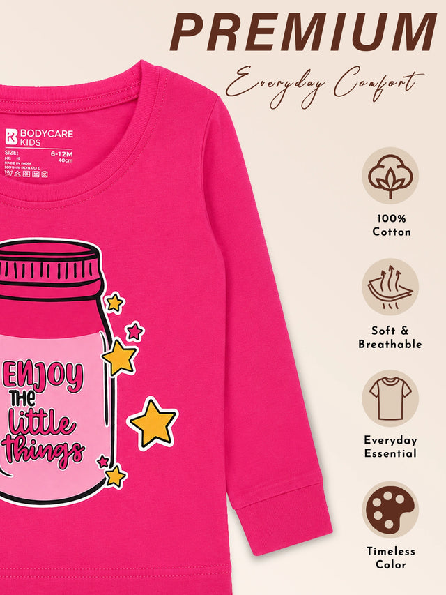 Baby Girls Solid T-Shirt Round Neck Full Sleeves Casual Wear Top for Playtime, Travel and Everyday Outfits - Pack of 1