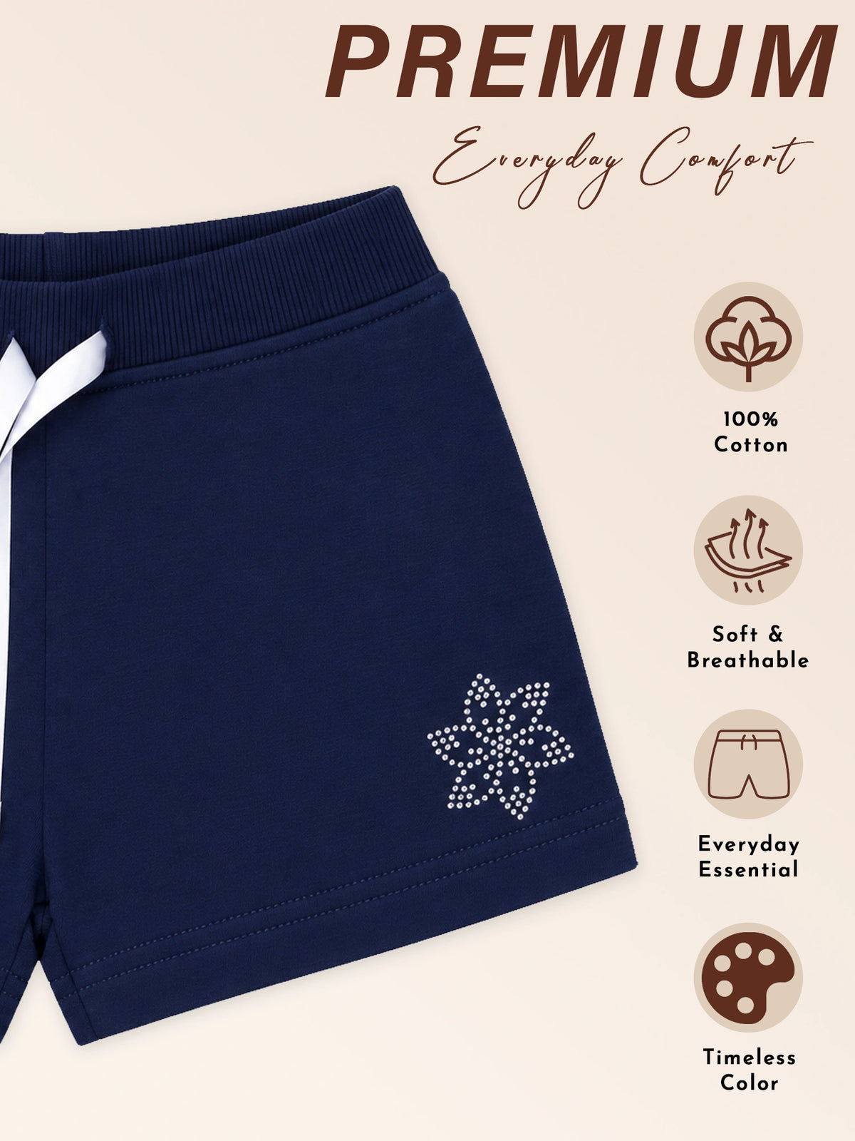 Baby Girls Solid Shorts with Easy Pull-On Comfort for Casual Wear, Lounge Wear and Everyday Movement - Pack of 2