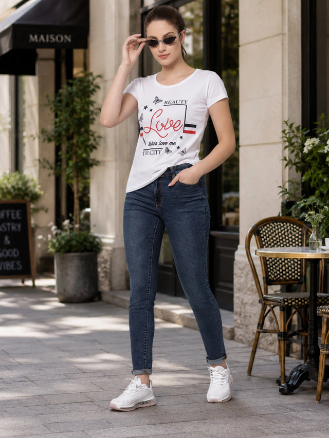 Women Solid T-Shirt Round Neck Half Sleeves with Clean Casual Styling for Everyday Wear and Layering