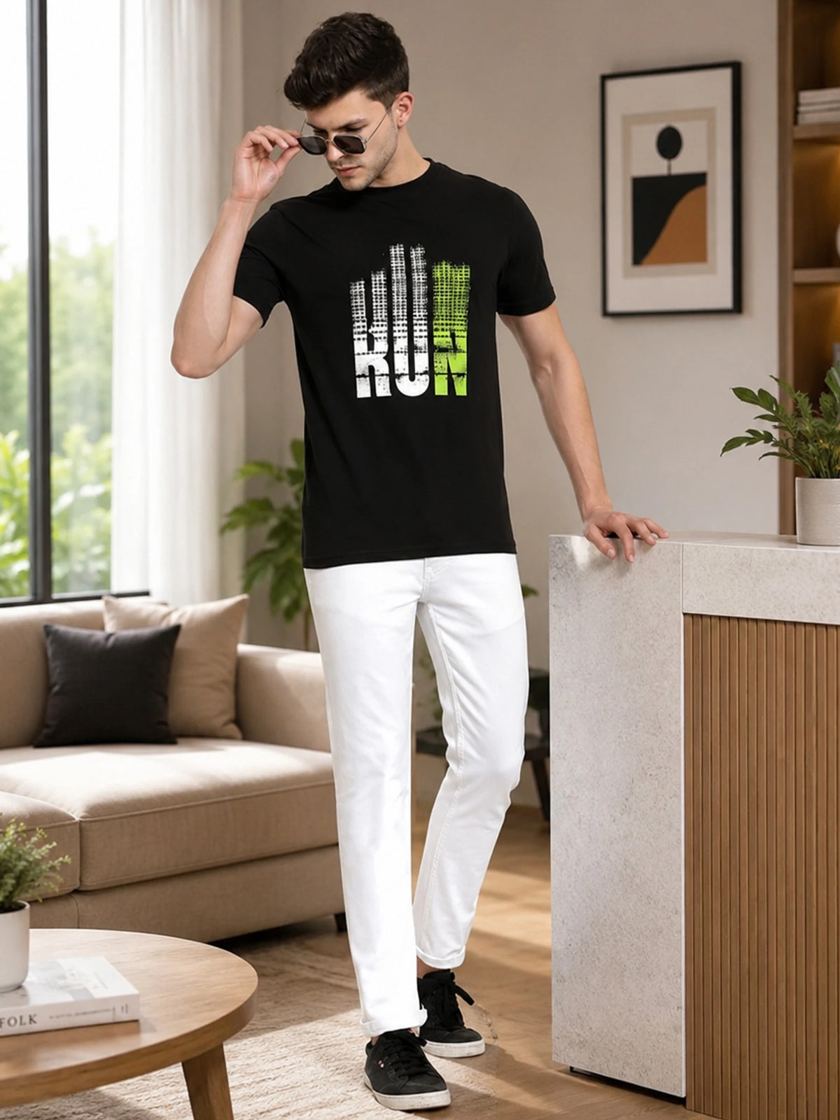 Men T-Shirt Round Neck Half Sleeves with Clean Casual Styling for Everyday Wear and Easy Layering Comfort