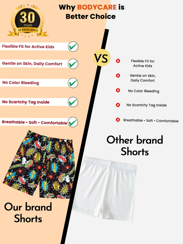 Boys 100% Cotton Shorts for Casual Wear, Easy Movement and Comfortable Wardrobe Essentials - Pack of 4
