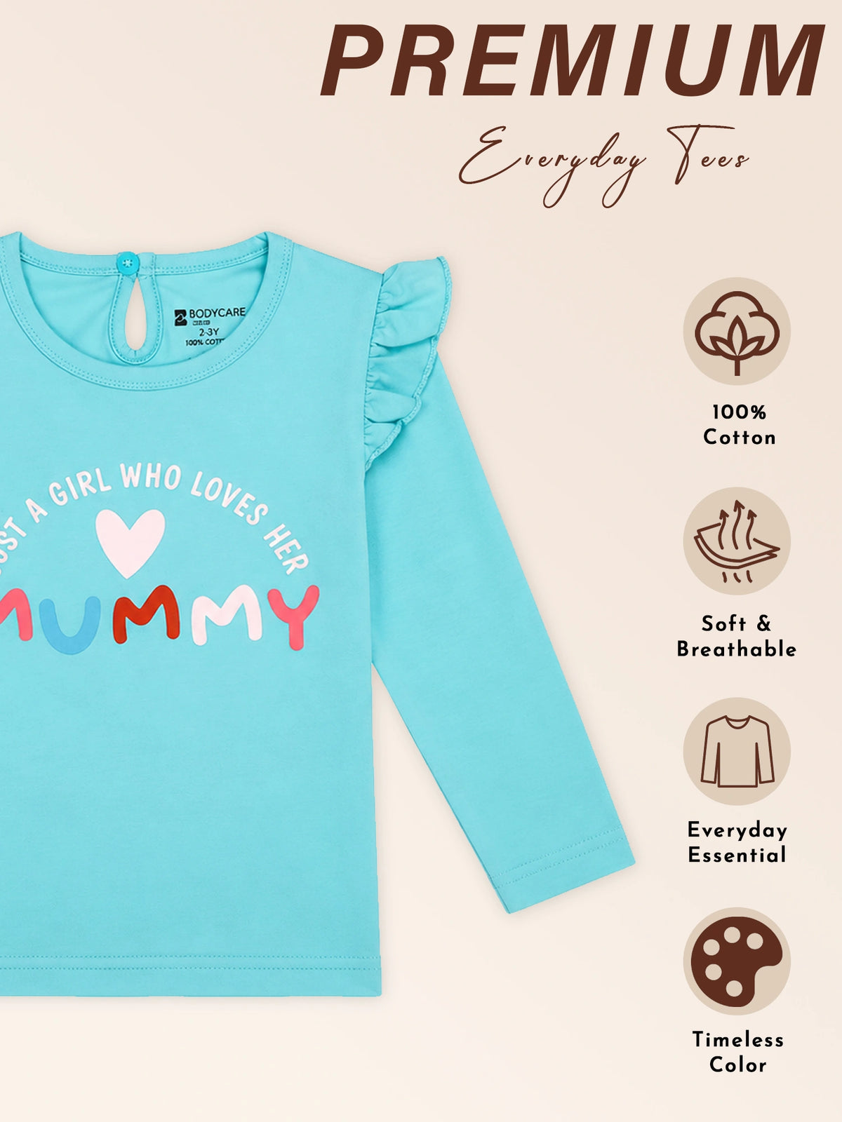 Baby Girls 100% Cotton Printed Full Sleeve T-Shirt with Regular Fit for Everyday Casual Wear and Regular Use