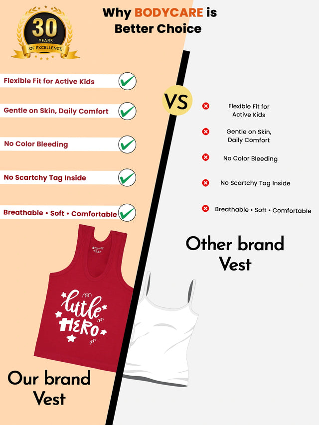 Boys 100% Cotton Round Neck Sleeveless Vest with Soft Innerwear Comfort and Everyday Essentials - Pack of 4
