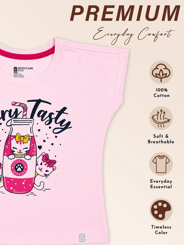 Baby Girls Round Neck Half Sleeve T-Shirt for Casual Wear, Easy Movement, Everyday Comfort and Regular Wardrobe Use