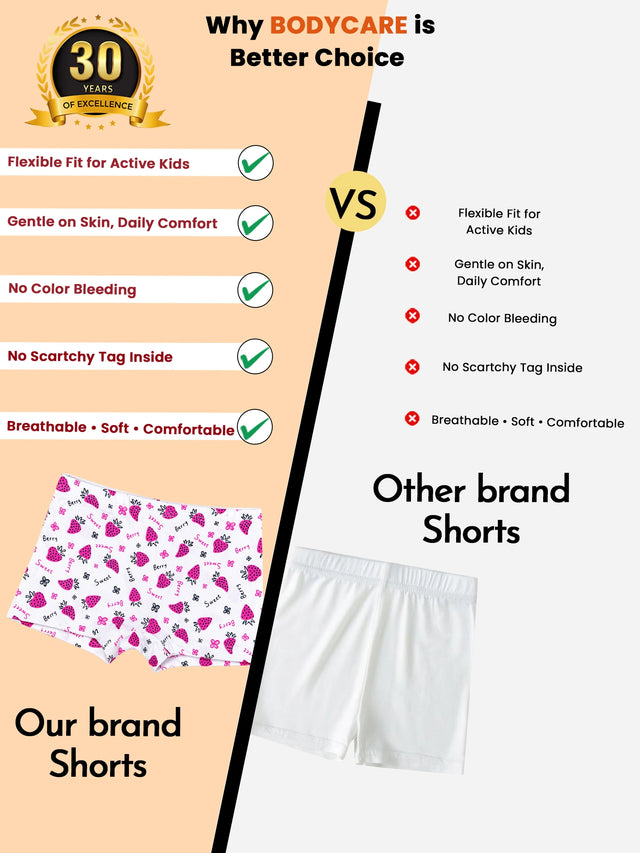 Girls 100% Cotton Boyshorts Inner Elastic Pack of 3 - Bodycare