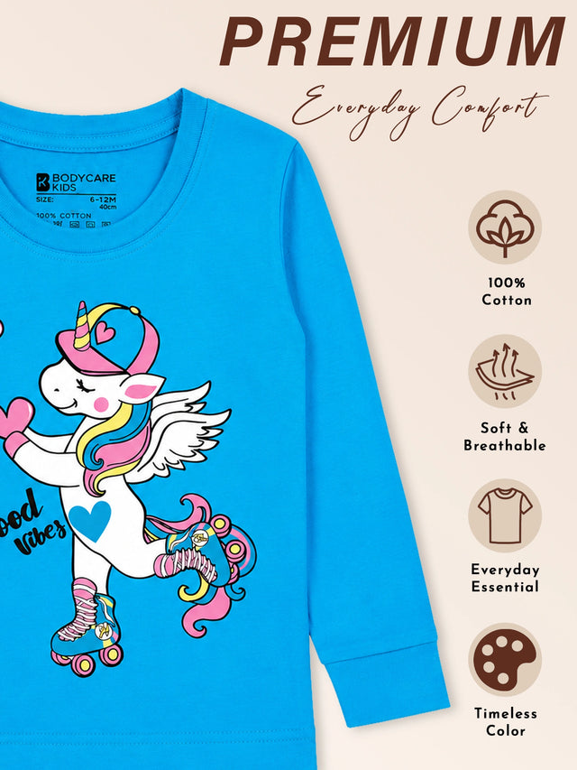 Baby Girls Solid T-Shirt Round Neck Full Sleeves Casual Wear Top for Playtime, Travel and Everyday Outfits - Pack of 1