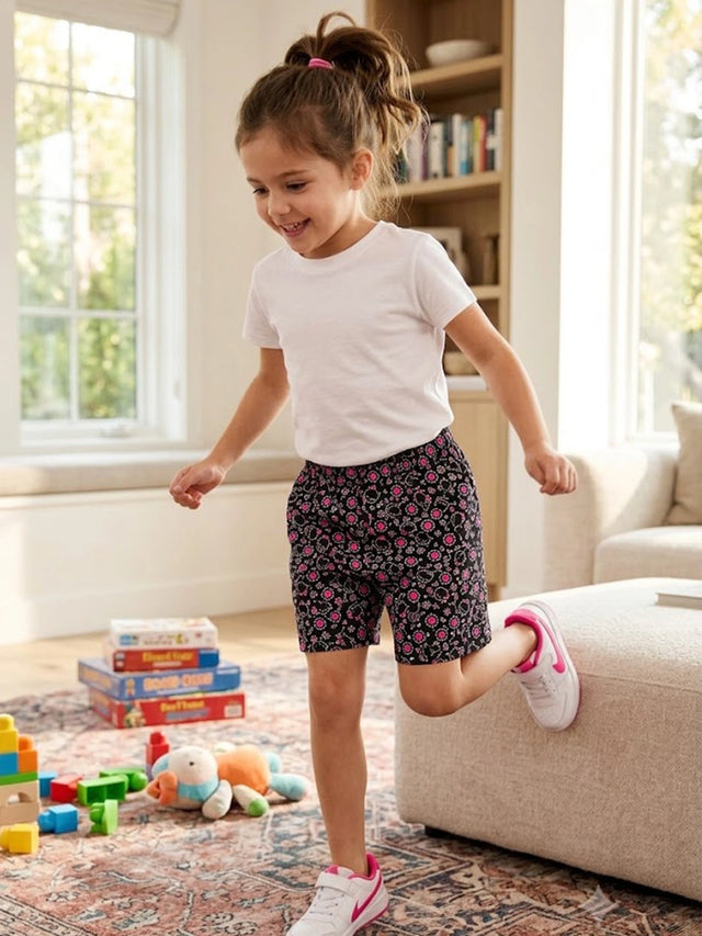 Girls Woven Shorts with Ultrasoft Durable Waistband for All-Day Comfort and Easy Movement - Pack of 2