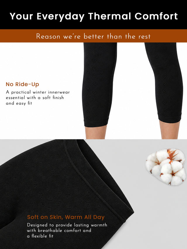 Women Regular Mid Rise Thermal Bottom for Winter Base Layering, Cold-Weather Comfort and Everyday Warm Innerwear - Pack of 1