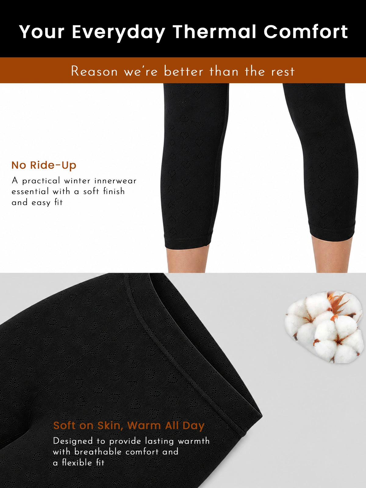 Women Regular Mid Rise Thermal Bottom for Winter Base Layering, Cold-Weather Comfort and Everyday Warm Innerwear - Pack of 1