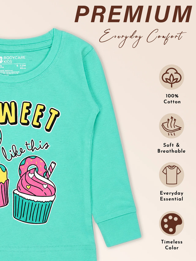 Baby Girls Solid T-Shirt Round Neck Full Sleeves Casual Wear Top for Playtime, Travel and Everyday Outfits - Pack of 1