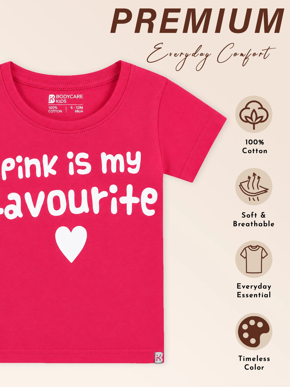 Baby Girls 100% Cotton Antiviral T-Shirt for Comfortable Casual Wear and Everyday Wardrobe Essentials