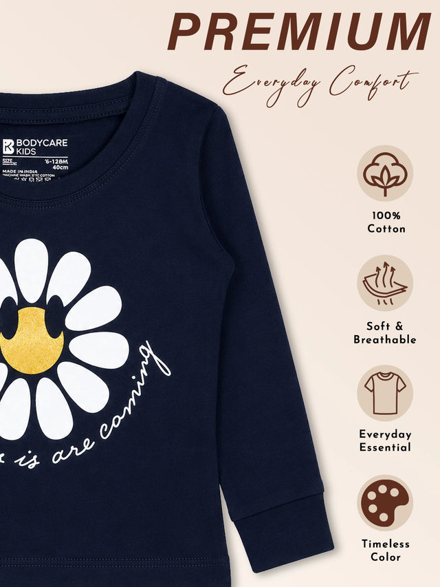 Baby Girls Solid T-Shirt Round Neck Full Sleeves Casual Wear Top for Playtime, Travel and Everyday Outfits - Pack of 1
