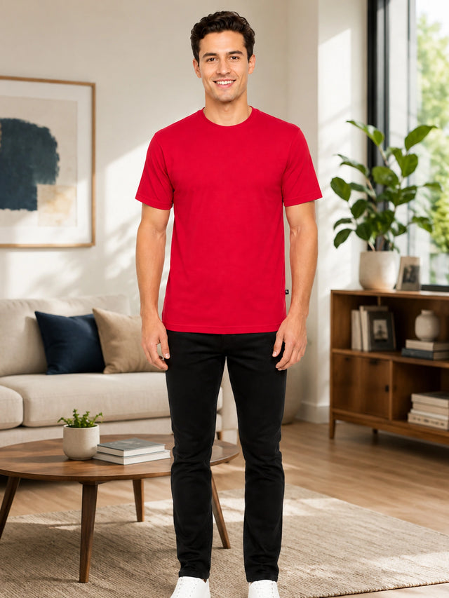 Men 100% Cotton Round Neck T-Shirt with Half Sleeves, Soft Regular Fit Comfort and Everyday Casual Wear
