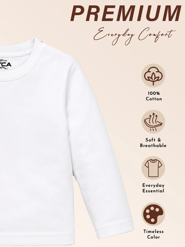 Girls 100% Cotton T-Shirt Round Neck Full Sleeves Regular Fit Casual Wear Top for School, Play and Everyday Outfits