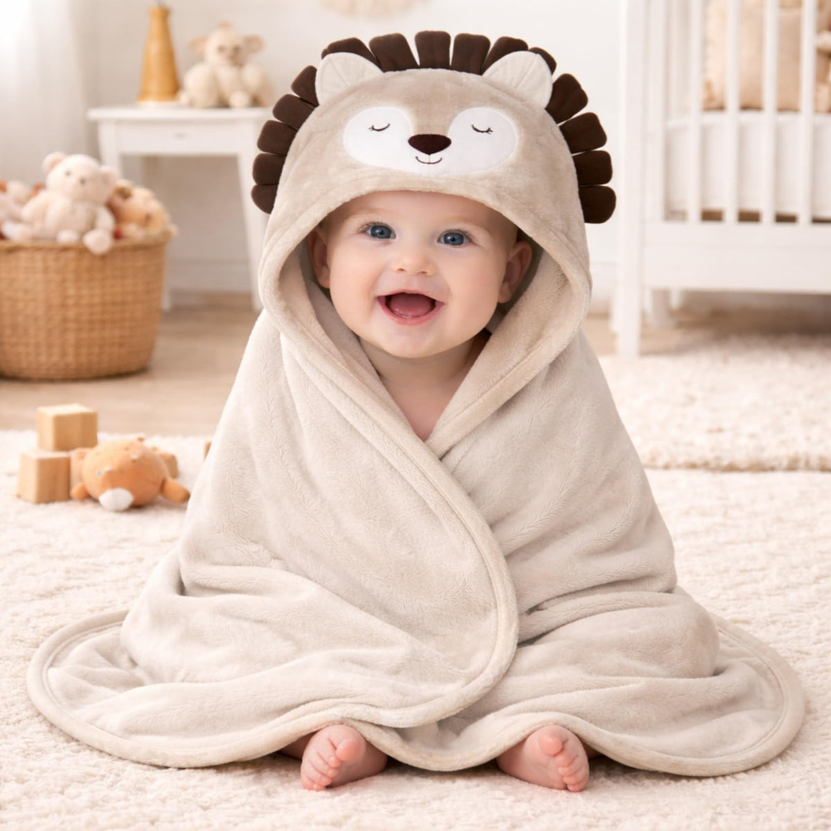 Baby 3D Hoodtowel&W.Cloth - Blanket & 3 Washcloth - F