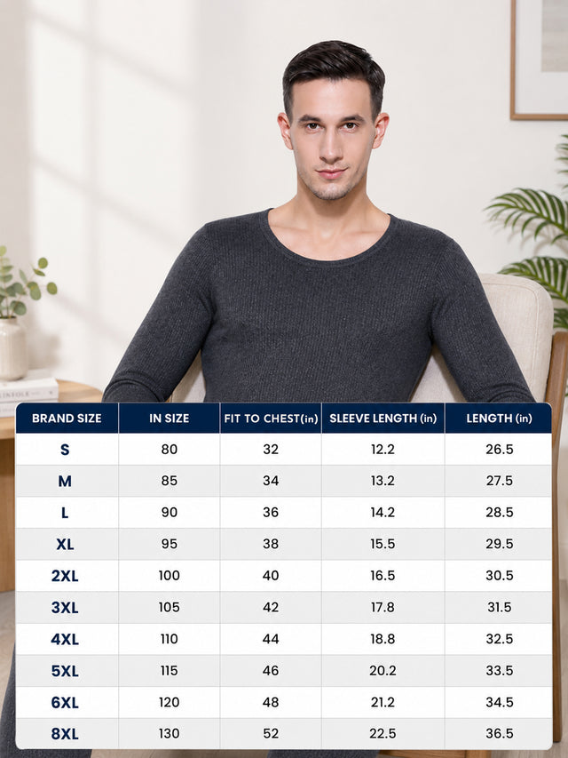 Men Thermal Top with V Neck Full Sleeves, Warm Innerwear Comfort and Clean Winter Essential Styling - Pack of 1