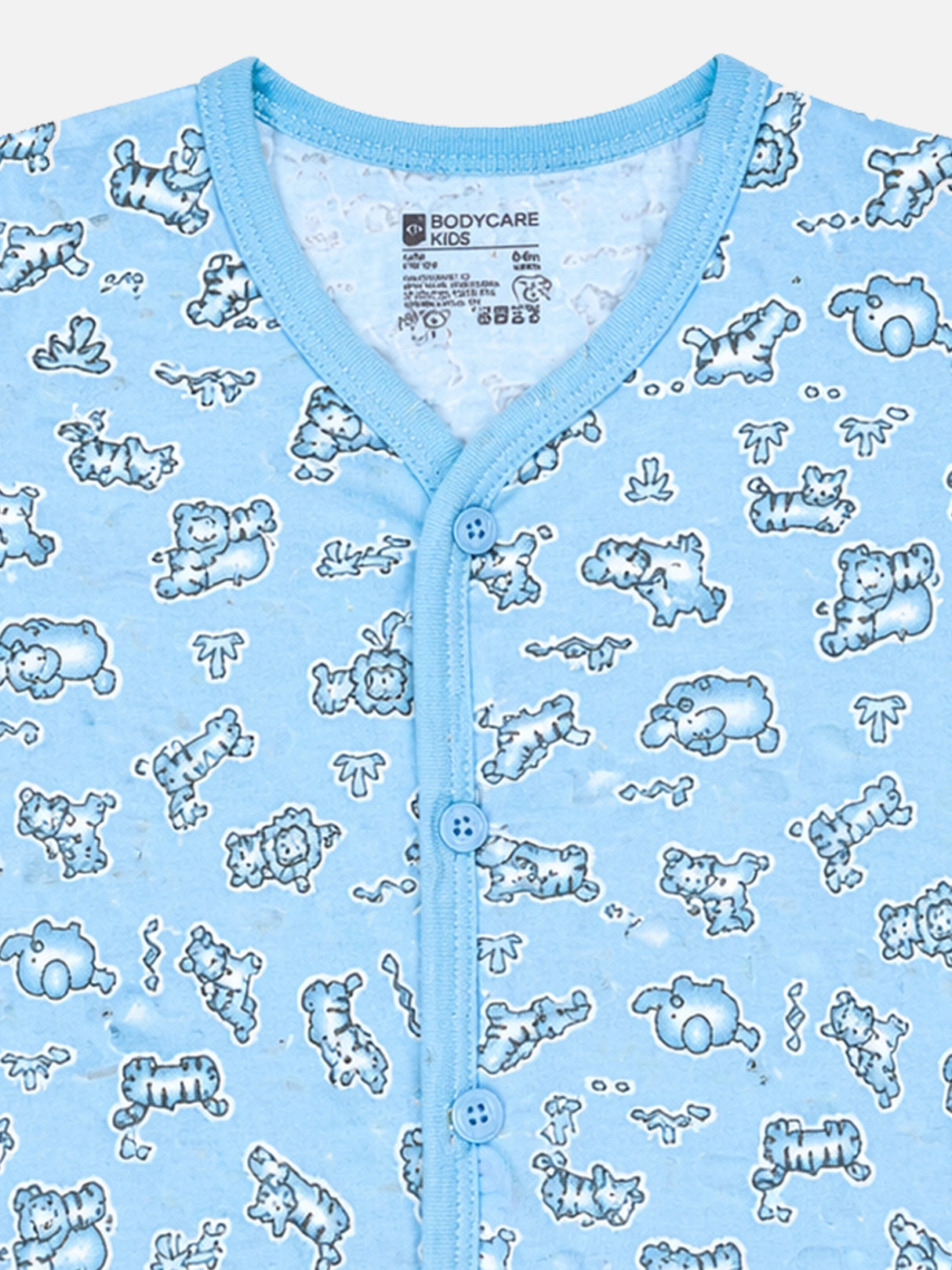 Baby 100% Cotton Front Open Half Sleeves Short Suit with Self Design for Everyday Comfort and Easy Dressing