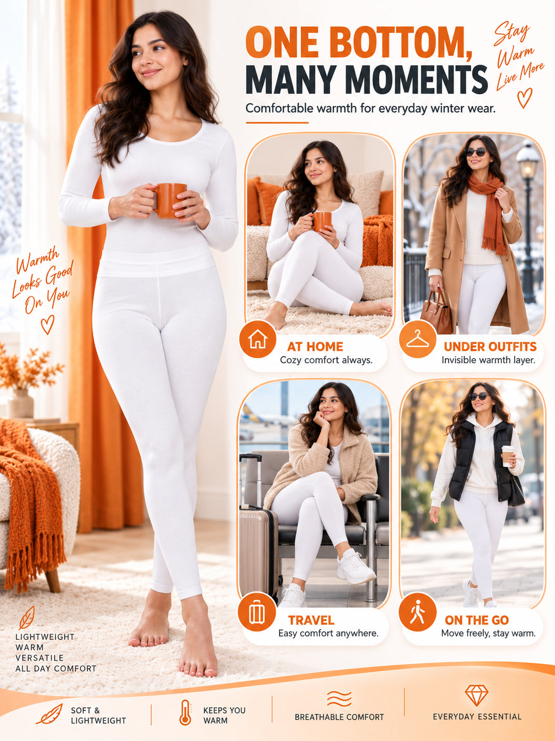 Women Extra Soft Thermal Bottom for Winter Layering, Comfortable Coverage and Cold Weather Essentials - Pack of 1