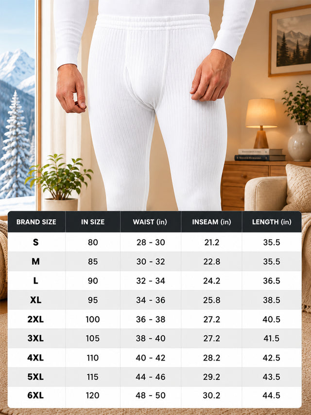 Men Antibacterial Thermal Bottom for Winter Base Layering, Cold-Weather Comfort and Everyday Warm Innerwear Essentials
