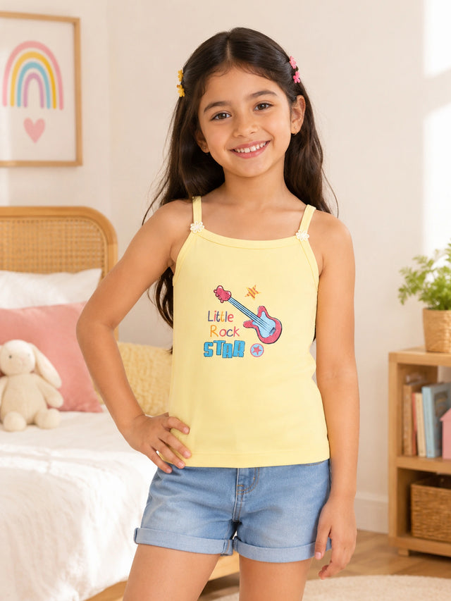 Girls Sleeveless Vest Camisole Design for Comfortable Everyday Innerwear Essentials and Regular Use - Pack of 6