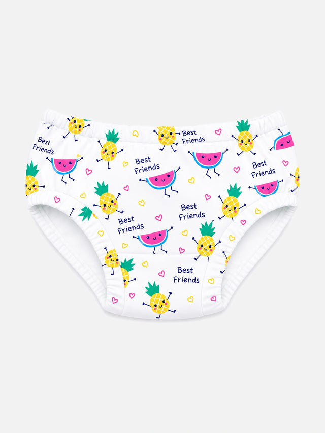 Baby Girls 100% Cotton Inner Elastic Panty with Soft Breathable Fabric for Everyday Innerwear - Pack of 3