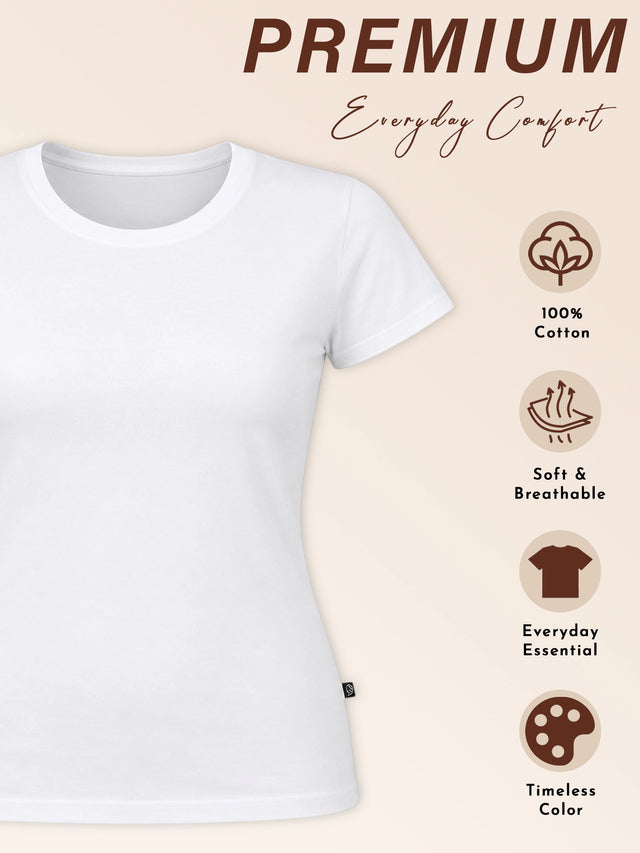 Women Solid T-Shirt Round Neck Half Sleeves with Clean Everyday Styling for Casual Wear and Comfort Essentials