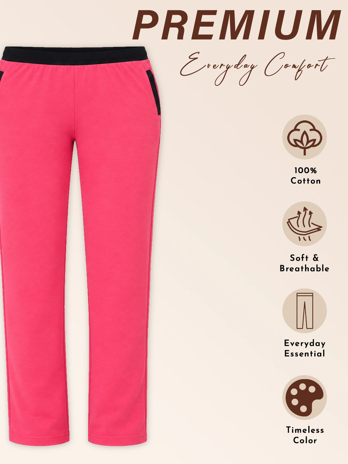 Women Cotton Track Pant with Side Pockets and Regular Fit Jogger Style for Active Casual Wear and Easy Movement