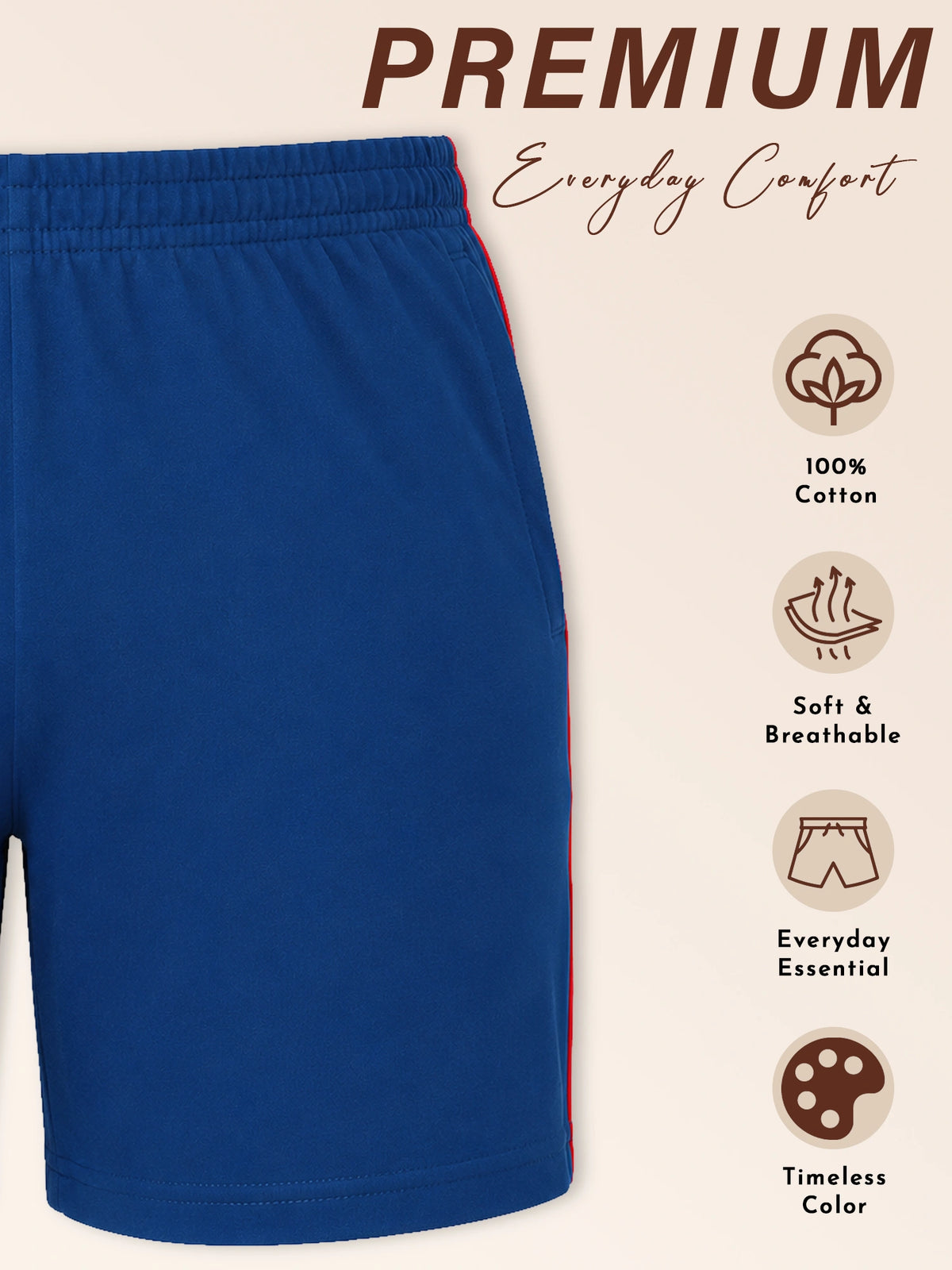 Women 100% Cotton Shorts with Side Pockets, Casual Regular Fit and Comfortable Everyday Styling Essentials