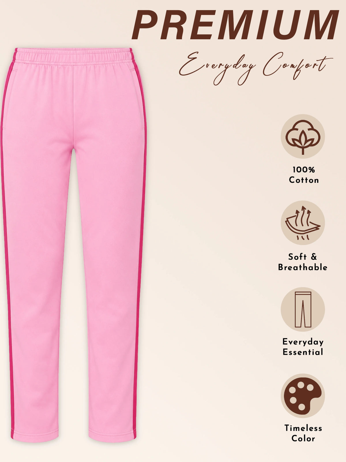 Women Cotton Track Pant with Side Pockets and Regular Fit Jogger Style for Active Casual Wear and Easy Movement