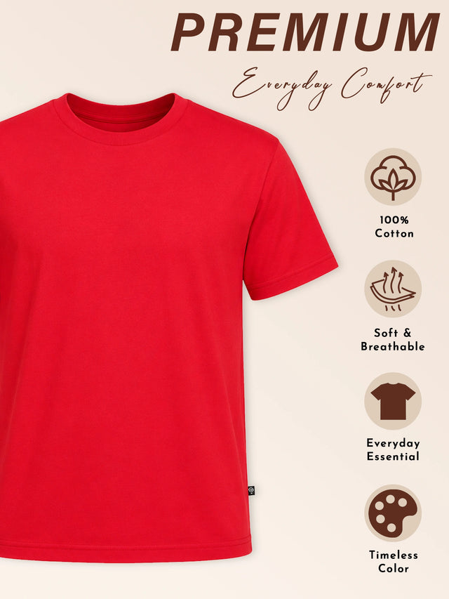 Men 100% Cotton Round Neck T-Shirt with Half Sleeves, Soft Regular Fit Comfort and Everyday Casual Wear